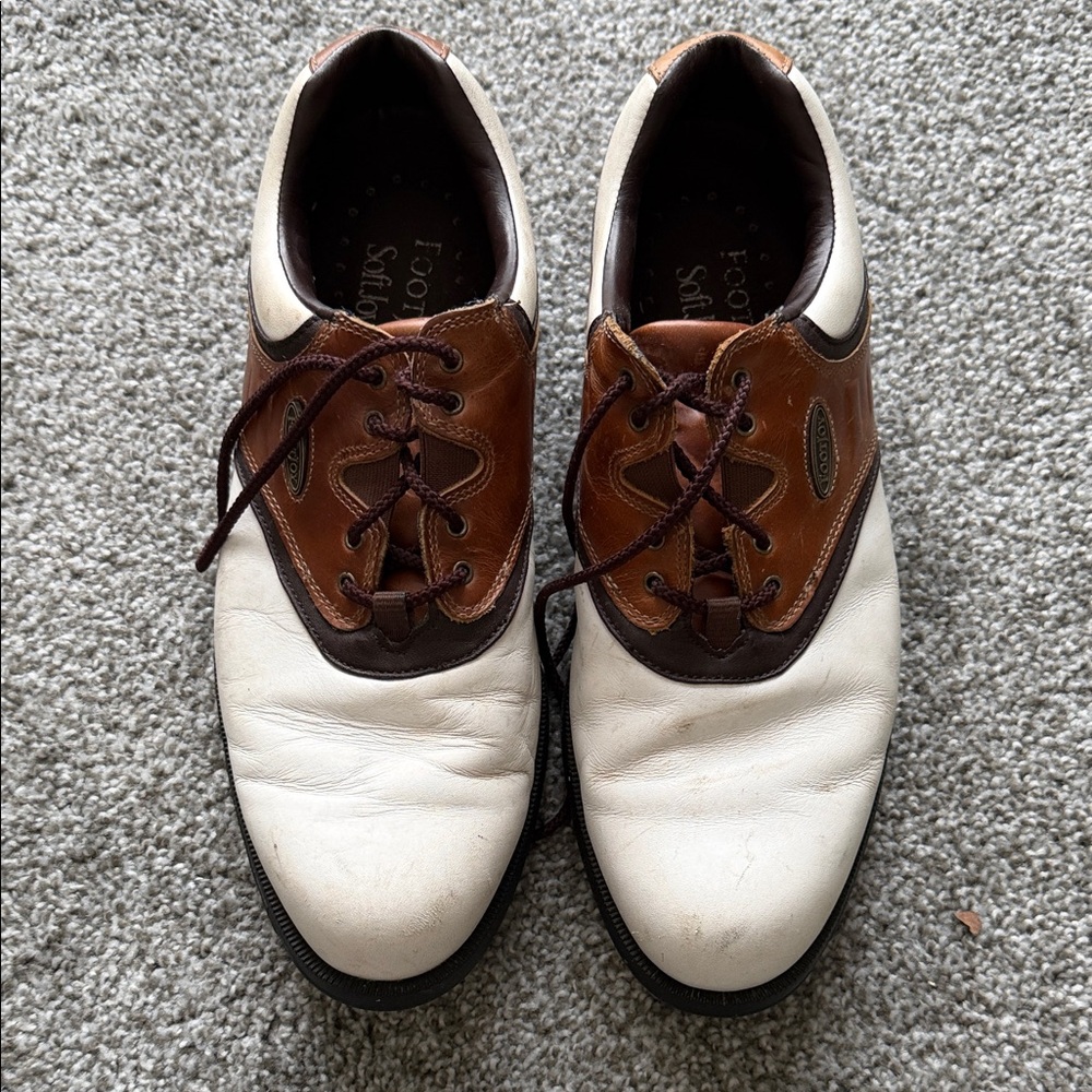 FootJoy Men's White and Brown Golf Shoes